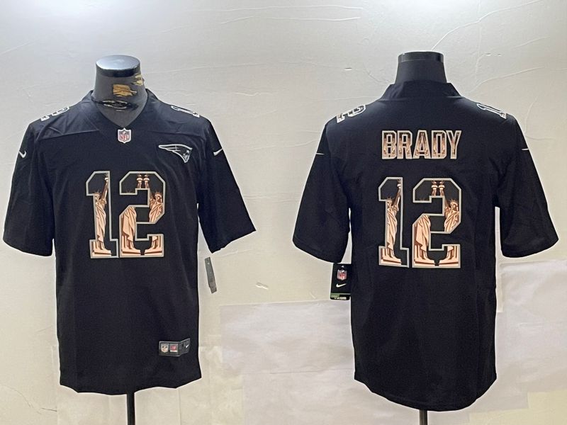 Men New England Patriots #12 Brady Black 2024 Nike Vapor Limited NFL Jersey style 1->new england patriots->NFL Jersey